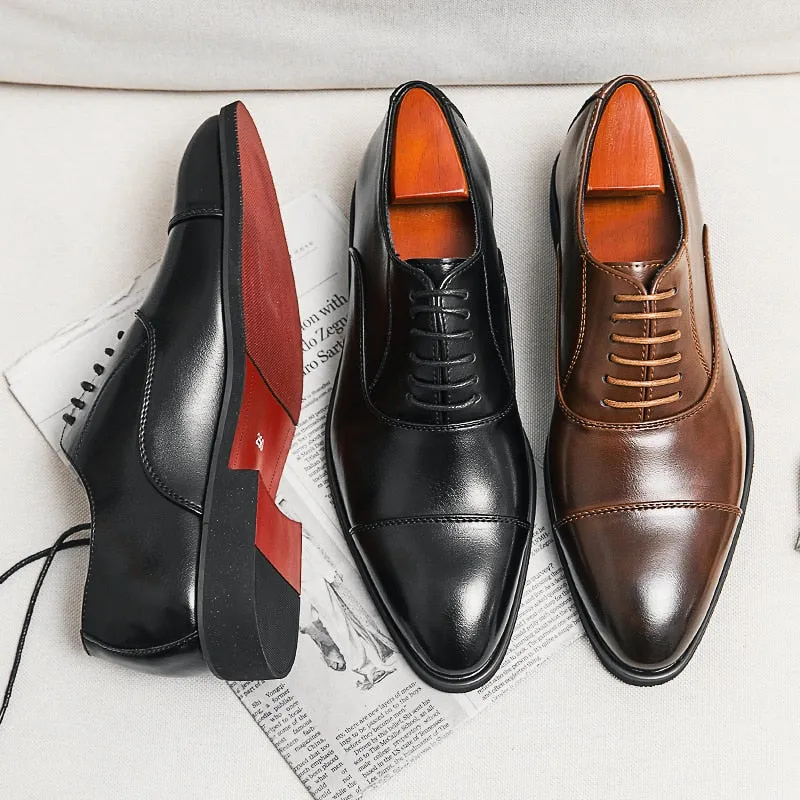 Red Sole Men Shoes Black/Brown Oxfords