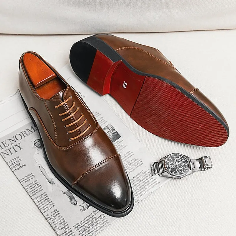 Red Sole Men Shoes Black/Brown Oxfords