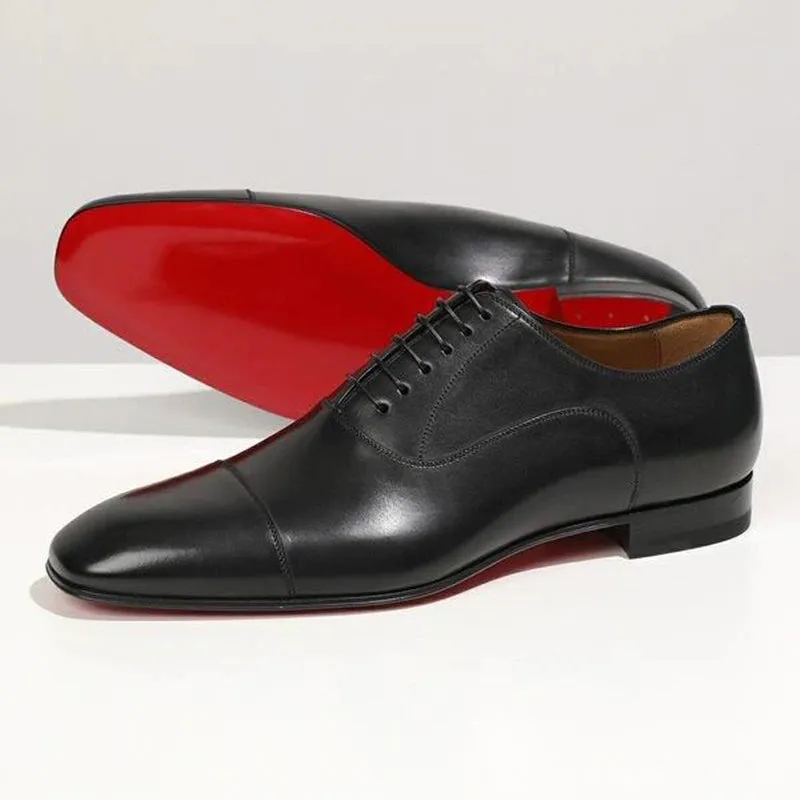 Red Sole Men Shoes Black/Brown Oxfords