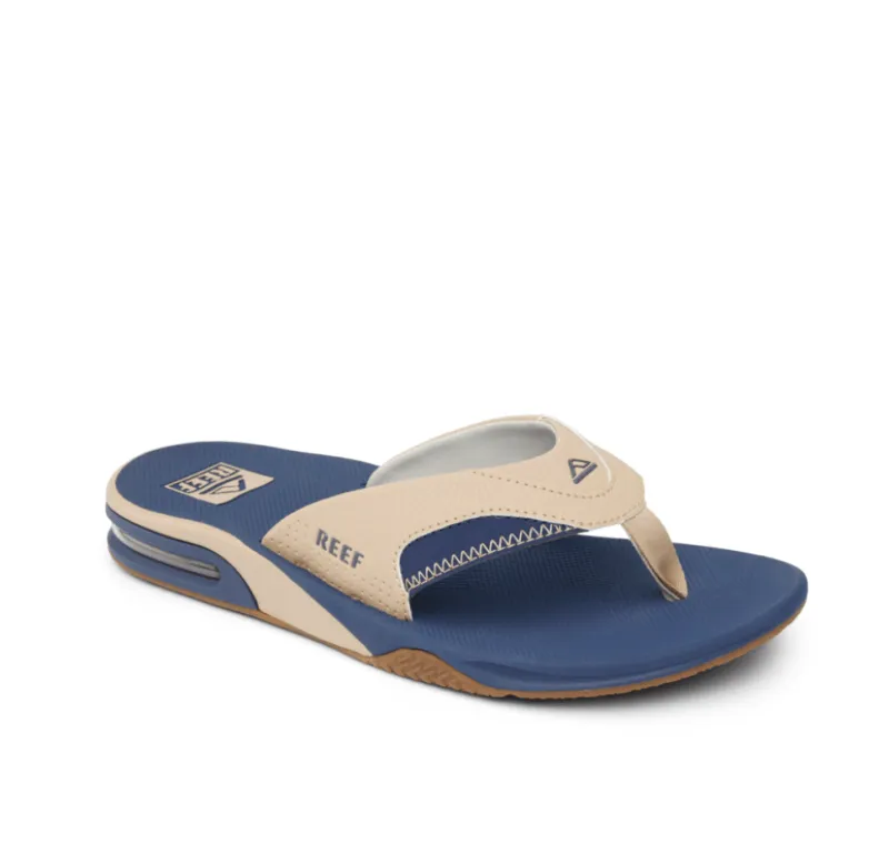 Reef Men's Fanning Flip Flops - Tan/Navy/Tan