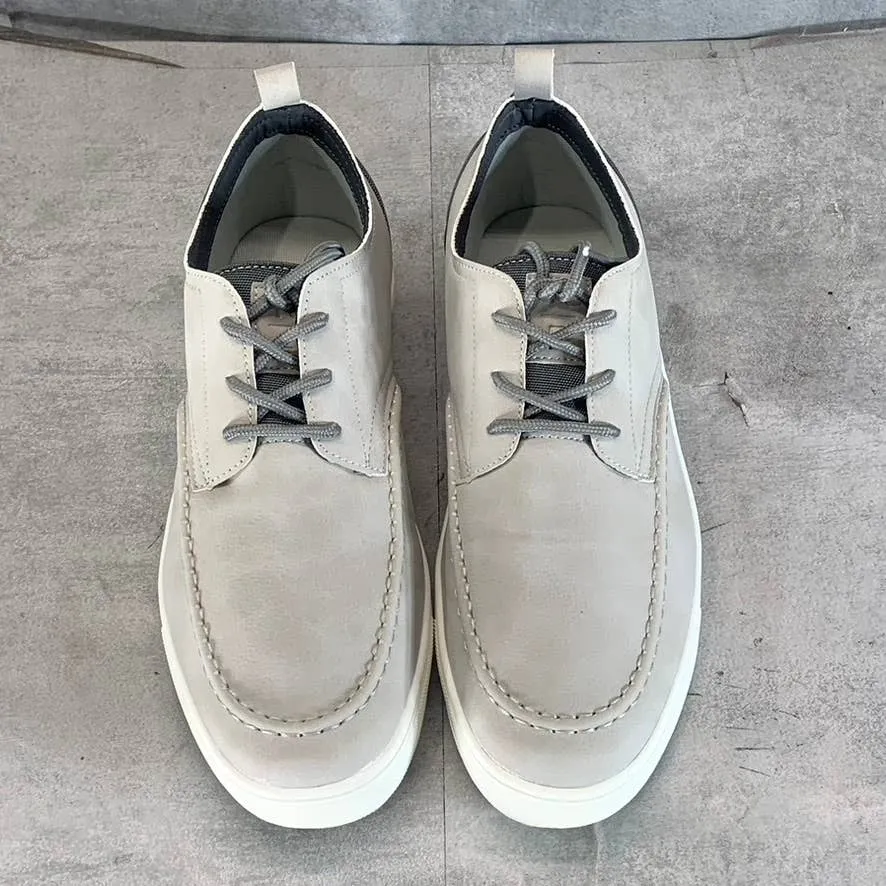 RESERVED FOOTWEAR NEW YORK Men's Gray Faux-Leather Kona Lace-Up Boat Shoe SZ10.5