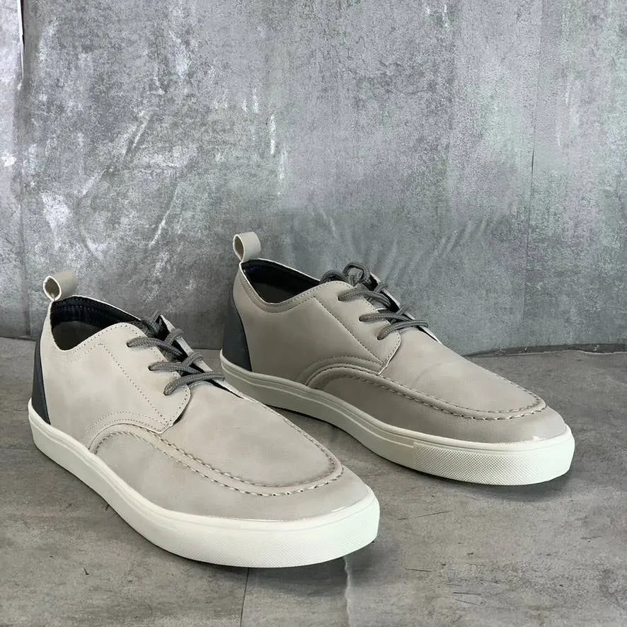 RESERVED FOOTWEAR NEW YORK Men's Gray Faux-Leather Kona Lace-Up Boat Shoe SZ10.5