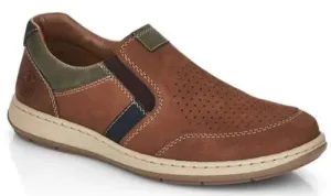 Rieker 17371 Brown Leather Mens Slip On Shoe