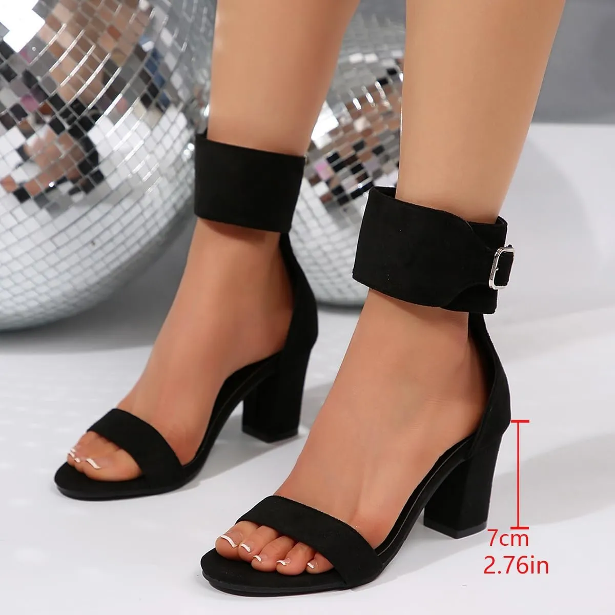 SACFOF Chunky Heels Sandals for Women Comfy Casual Summer Open Toe Strappy Block High Heeled Sandals for Party Wedding