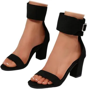 SACFOF Chunky Heels Sandals for Women Comfy Casual Summer Open Toe Strappy Block High Heeled Sandals for Party Wedding