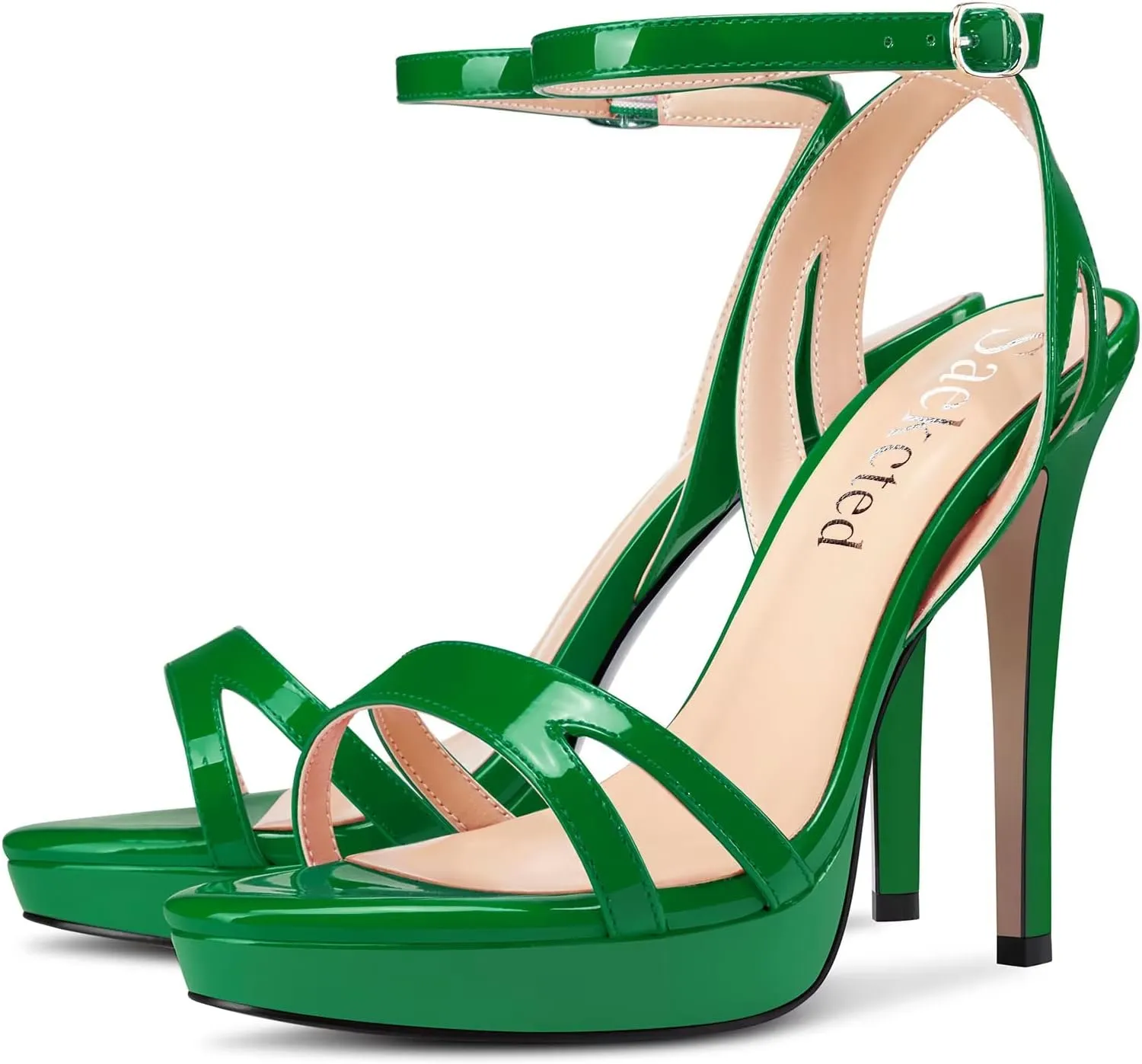 Saekcted Women Stiletto High Platform Heel Peep Open Toe Sandals Ankle Strap Buckle Casual Cute Shoes