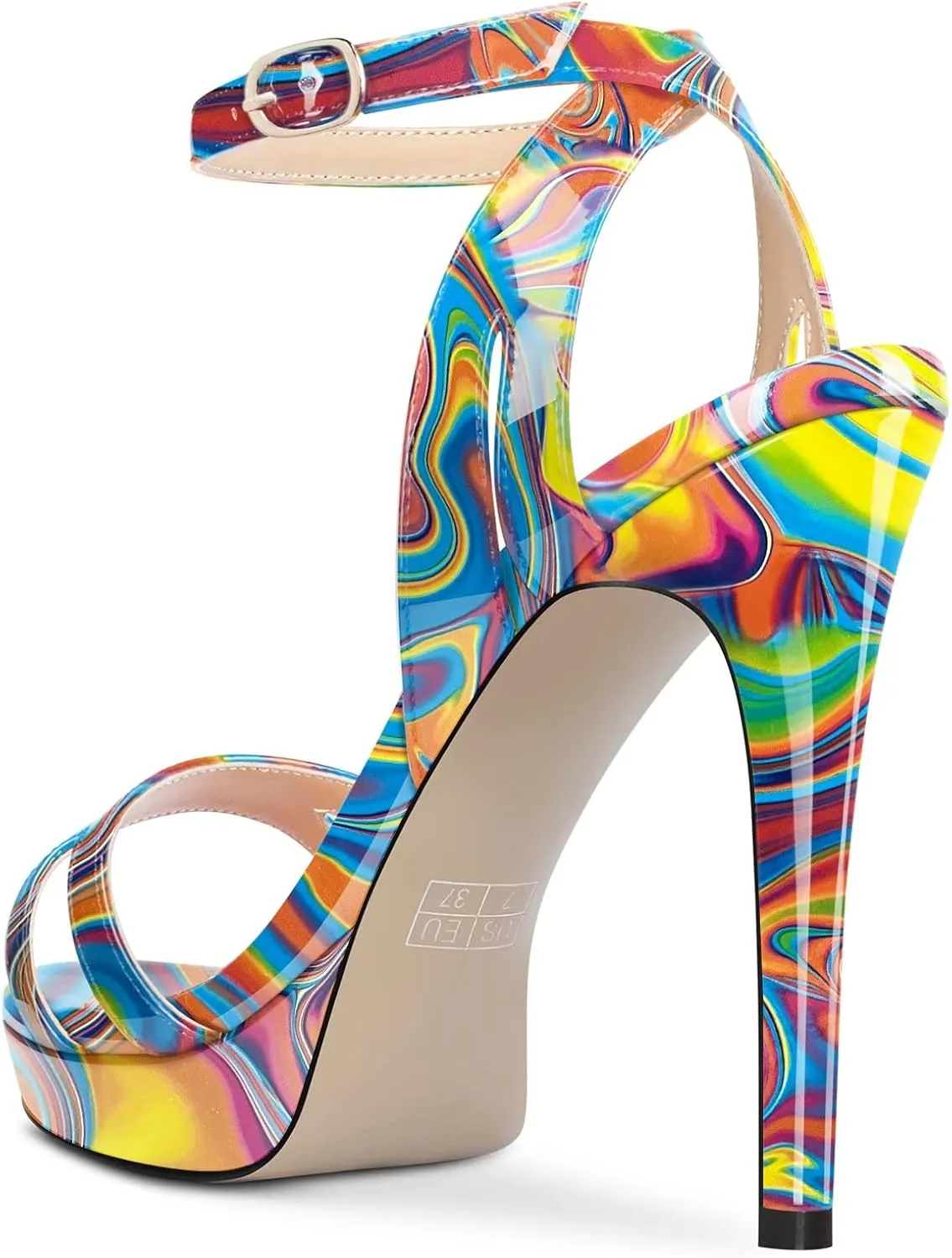 Saekcted Women Stiletto High Platform Heel Peep Open Toe Sandals Ankle Strap Buckle Casual Cute Shoes