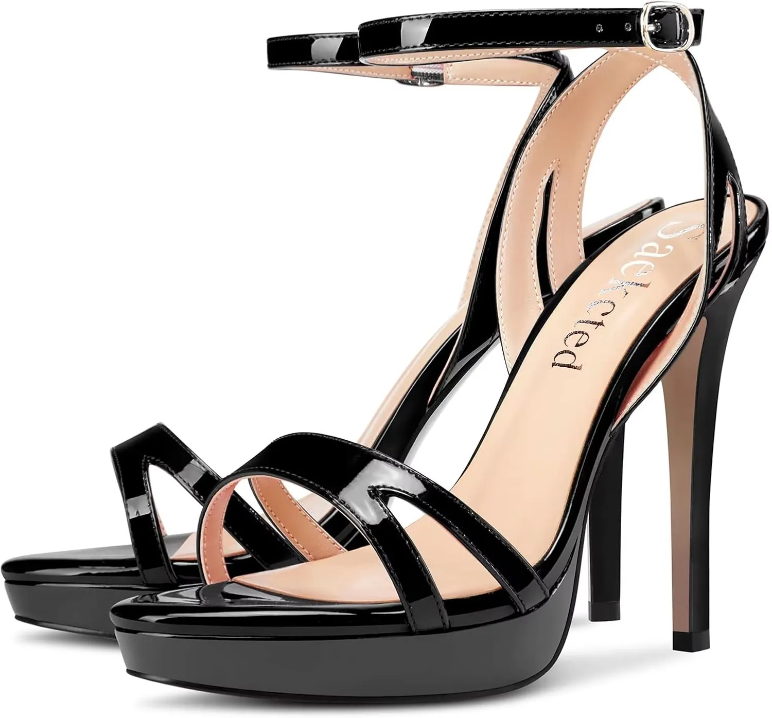 Saekcted Women Stiletto High Platform Heel Peep Open Toe Sandals Ankle Strap Buckle Casual Cute Shoes