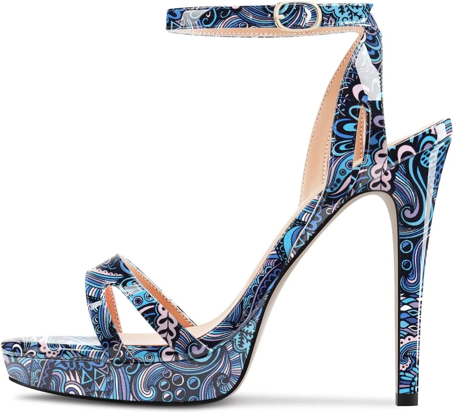 Saekcted Women Stiletto High Platform Heel Peep Open Toe Sandals Ankle Strap Buckle Casual Cute Shoes