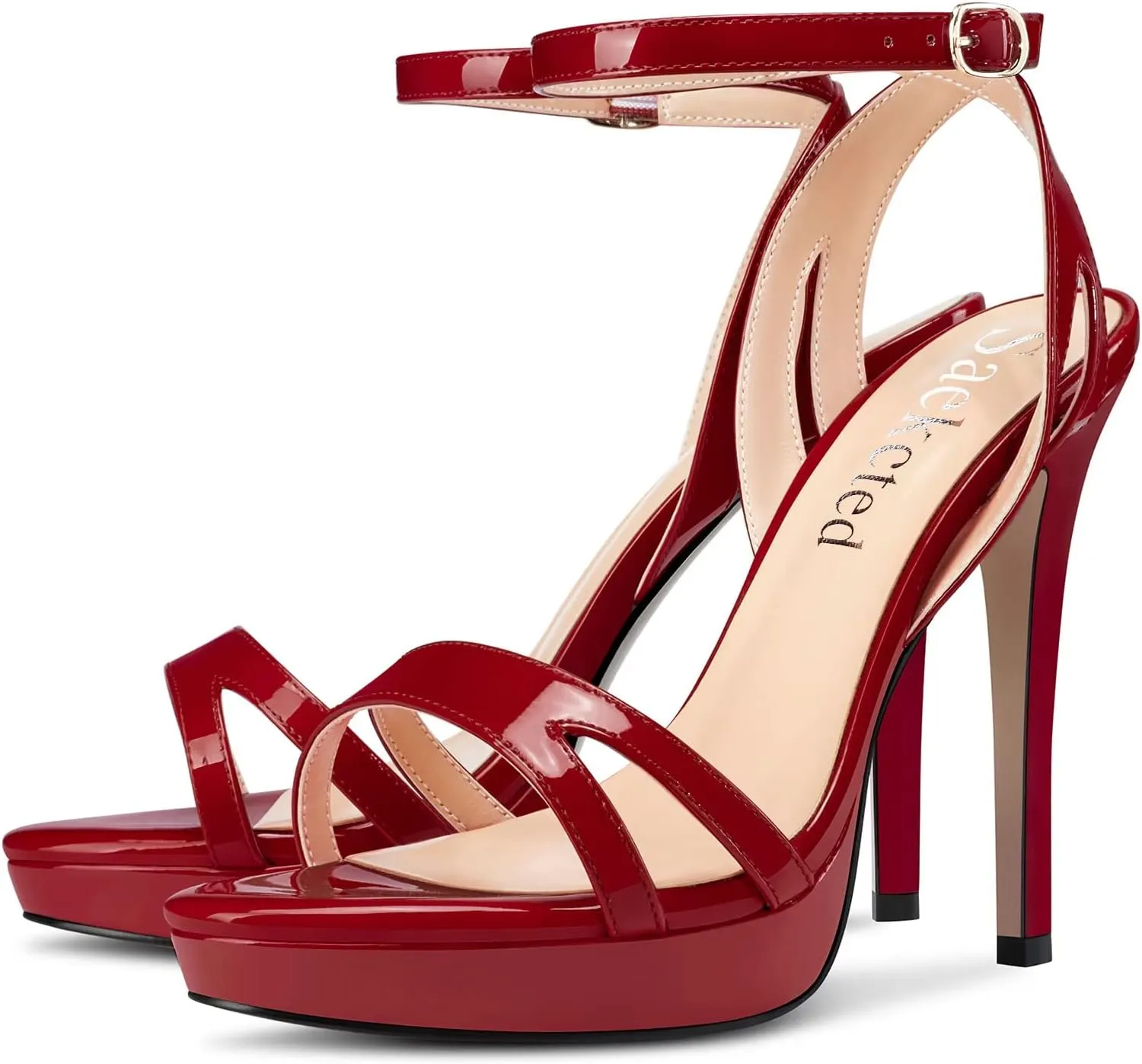Saekcted Women Stiletto High Platform Heel Peep Open Toe Sandals Ankle Strap Buckle Casual Cute Shoes