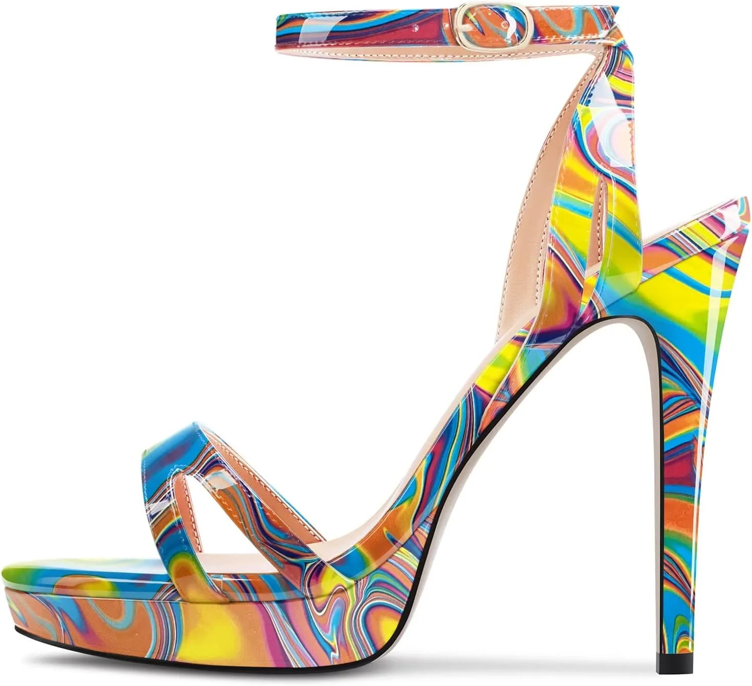 Saekcted Women Stiletto High Platform Heel Peep Open Toe Sandals Ankle Strap Buckle Casual Cute Shoes
