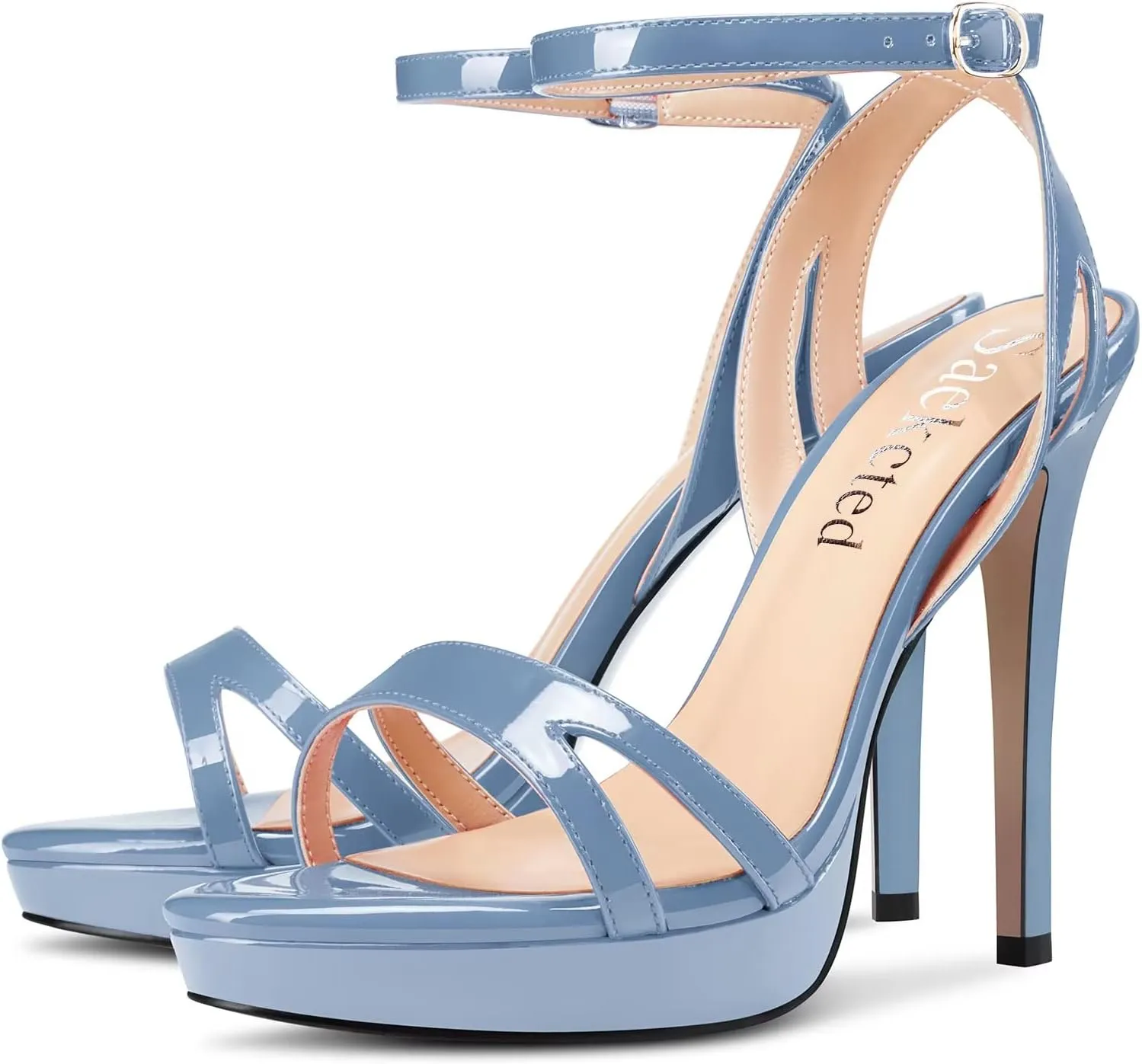 Saekcted Women Stiletto High Platform Heel Peep Open Toe Sandals Ankle Strap Buckle Casual Cute Shoes
