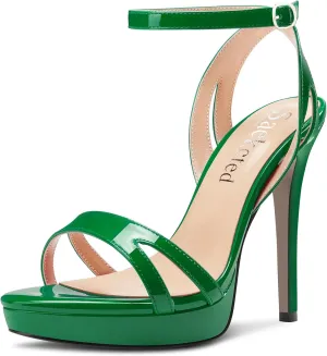 Saekcted Women Stiletto High Platform Heel Peep Open Toe Sandals Ankle Strap Buckle Casual Cute Shoes