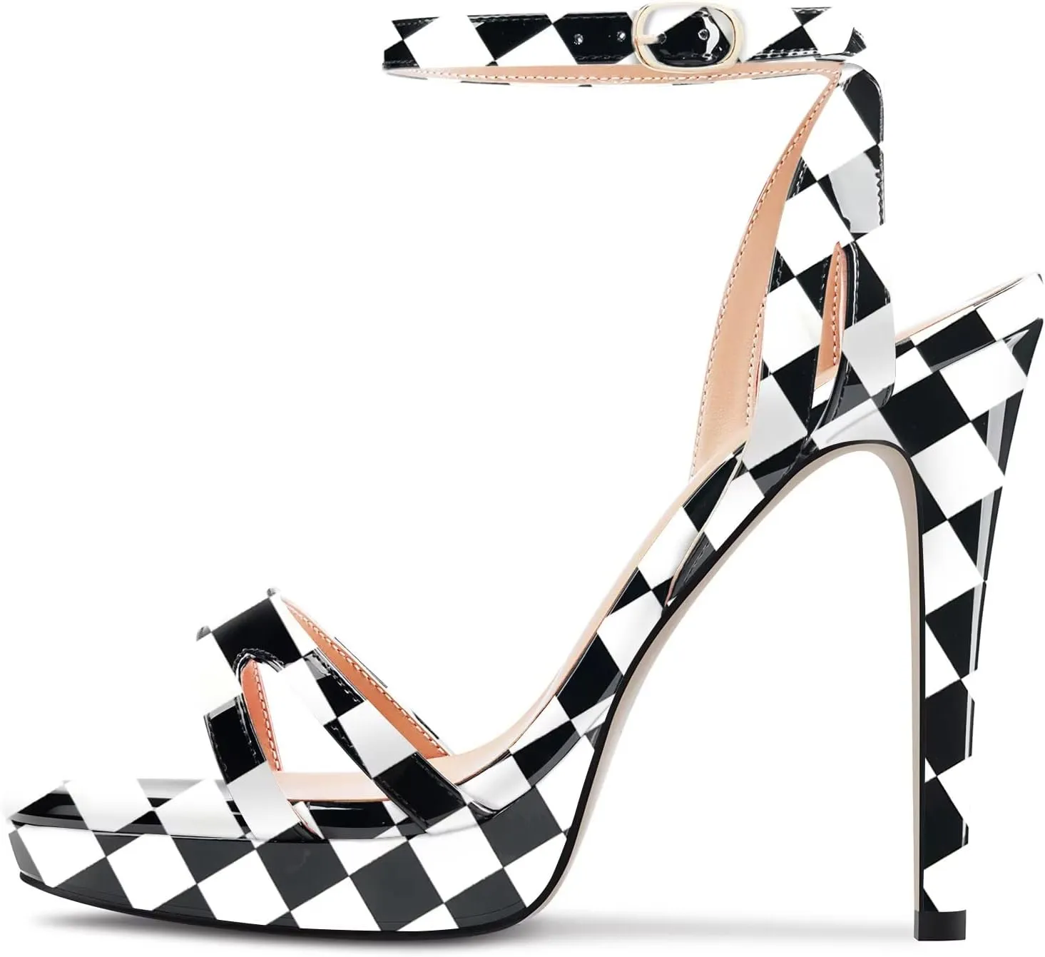 Saekcted Women Stiletto High Platform Heel Peep Open Toe Sandals Ankle Strap Buckle Casual Cute Shoes