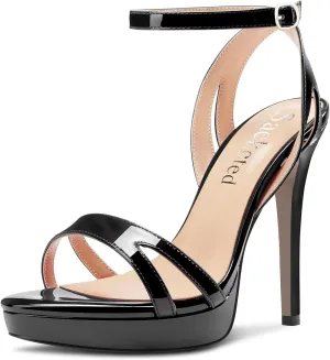 Saekcted Women Stiletto High Platform Heel Peep Open Toe Sandals Ankle Strap Buckle Casual Cute Shoes