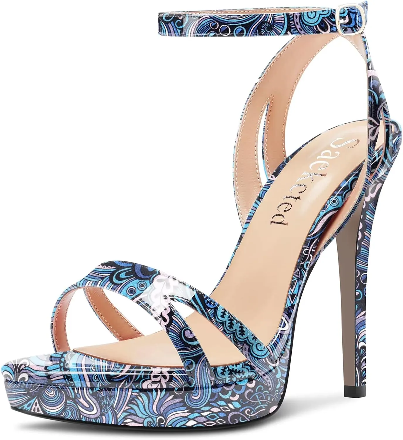 Saekcted Women Stiletto High Platform Heel Peep Open Toe Sandals Ankle Strap Buckle Casual Cute Shoes