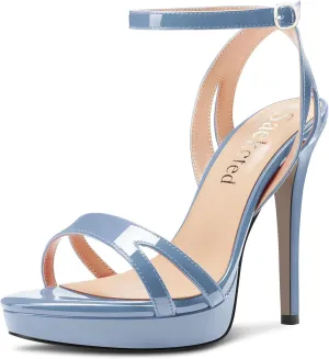Saekcted Women Stiletto High Platform Heel Peep Open Toe Sandals Ankle Strap Buckle Casual Cute Shoes