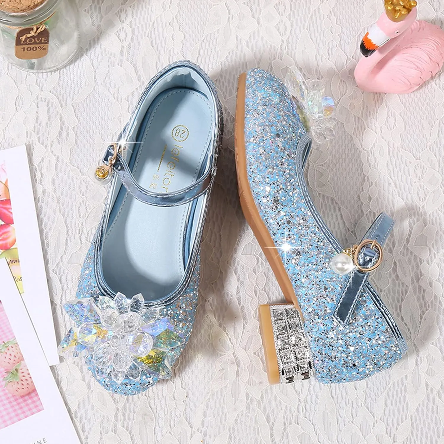 Sandal for Baby Girl Toddler Little Kid Girls Dress Pumps Glitter Sequins Princess Flower Pool Shoes Toddler