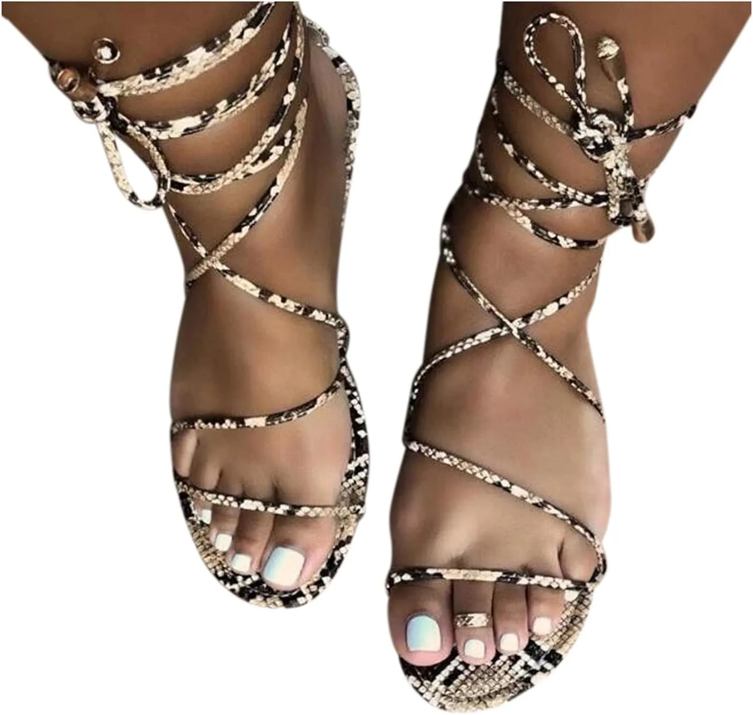 Sandals for Women Flat,Summer Sandals Ladies Fashion Leopard/Zebra/Snake Pattern Flat Heel Slip Ons Sandals with Zipper