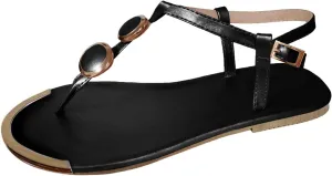 Sandals for Women Orthotic Arch Support Lightweight Yoga Mat Thong Flat Soft Bottom Flip Flops Breathable Slippers Slides Clip Quick Drying Cushion Shoes for arch field Ring Leather G97-Black