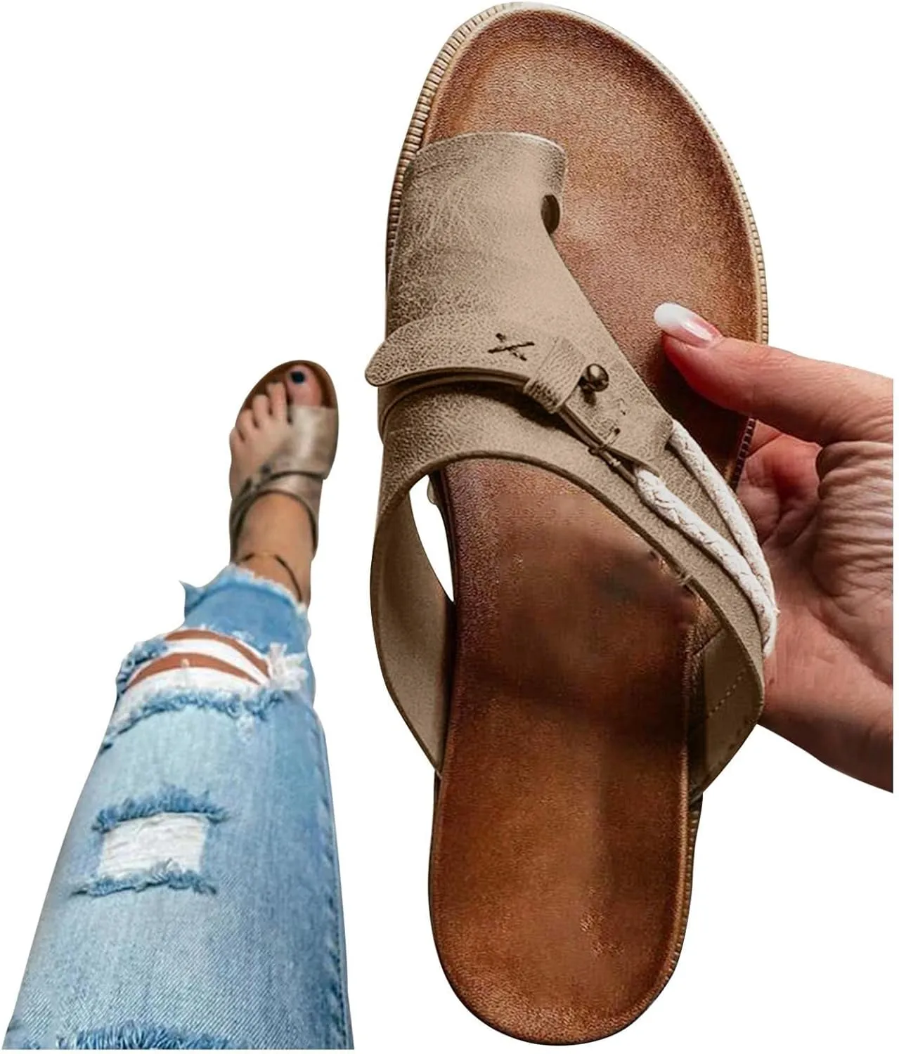 Sandals for Women Orthotic Arch Support Lightweight Yoga Mat Thong Flat Soft Bottom Flip Flops Shoes Open Toe Slippers Slides