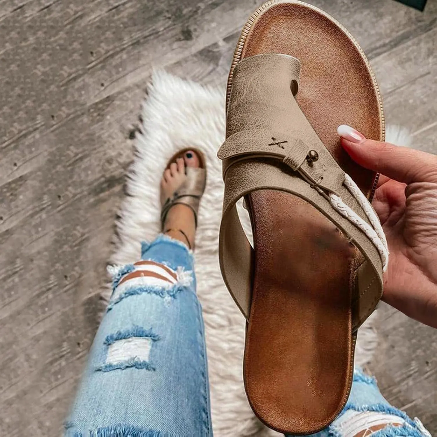 Sandals for Women Orthotic Arch Support Lightweight Yoga Mat Thong Flat Soft Bottom Flip Flops Shoes Open Toe Slippers Slides