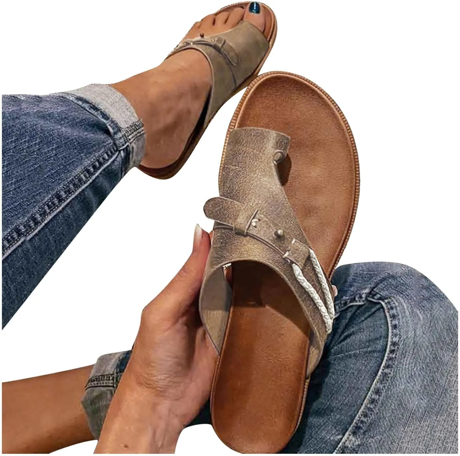 Sandals for Women Orthotic Arch Support Lightweight Yoga Mat Thong Flat Soft Bottom Flip Flops Shoes Open Toe Slippers Slides