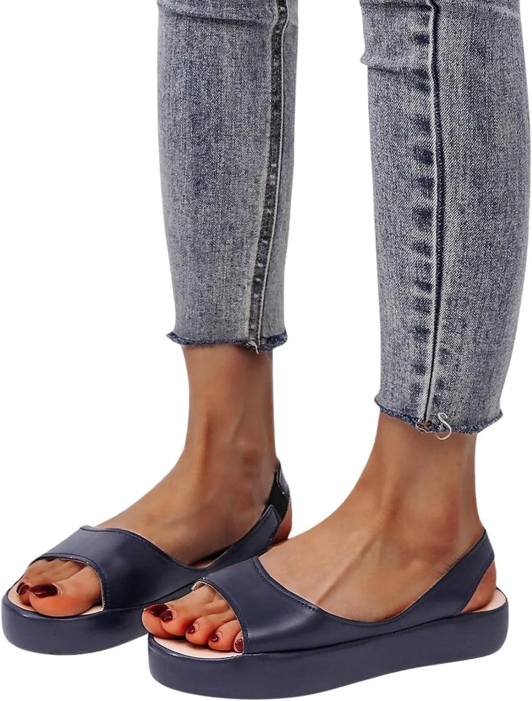 Sandals for Women, Summer Comfort Open Toe Strap Sandal Beach Casual Platform Flats Ladies Dressy Shallow Shoes