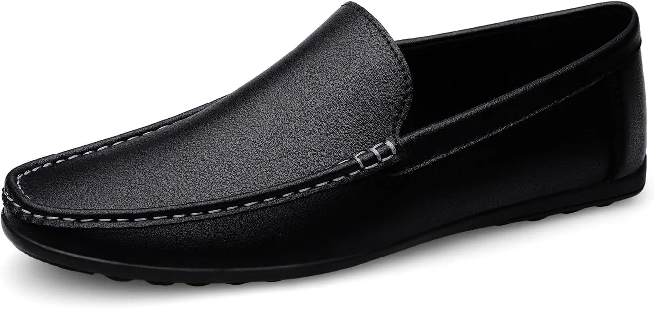 Santimon Men's Loafers Flat Breathable Casual Shoes Handmade Slip On Driving Shoes Fashion Business Moccasin Shoes