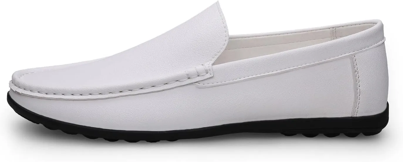 Santimon Men's Loafers Flat Breathable Casual Shoes Handmade Slip On Driving Shoes Fashion Business Moccasin Shoes