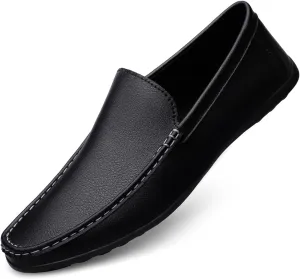 Santimon Men's Loafers Flat Breathable Casual Shoes Handmade Slip On Driving Shoes Fashion Business Moccasin Shoes