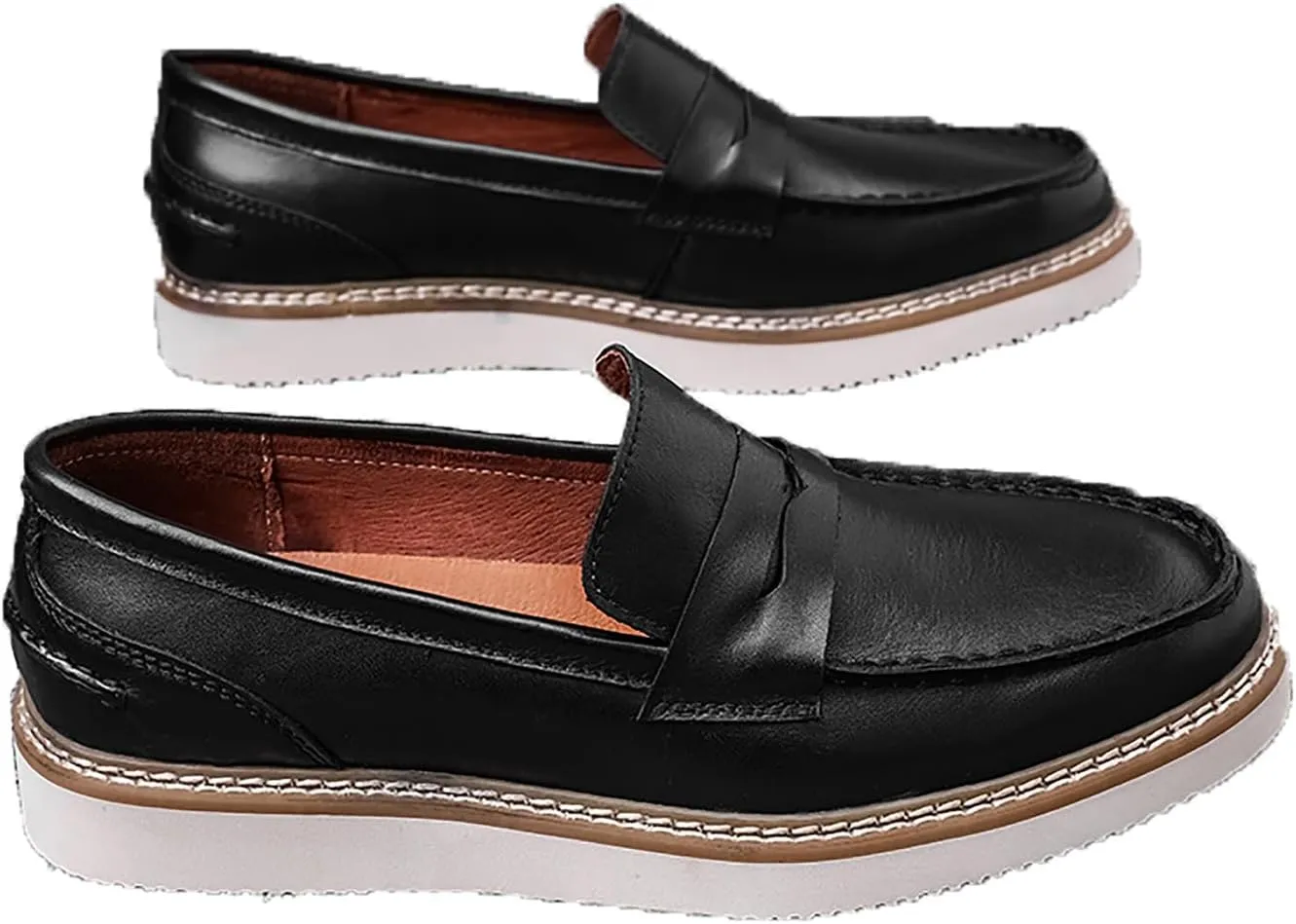 Santimon Men's Loafers Slip-Ons Dress Casual Leather Penny Loafers Fashion Comfortable Boat Walking Shoes for Men