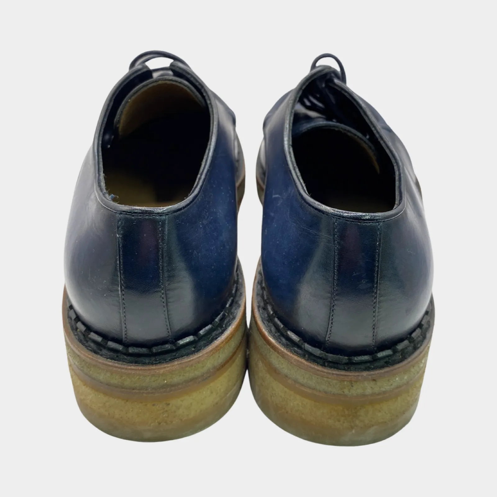 Santoni men's navy leather lace up loafers