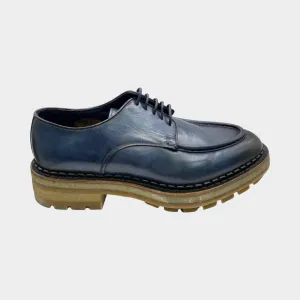 Santoni men's navy leather lace up loafers