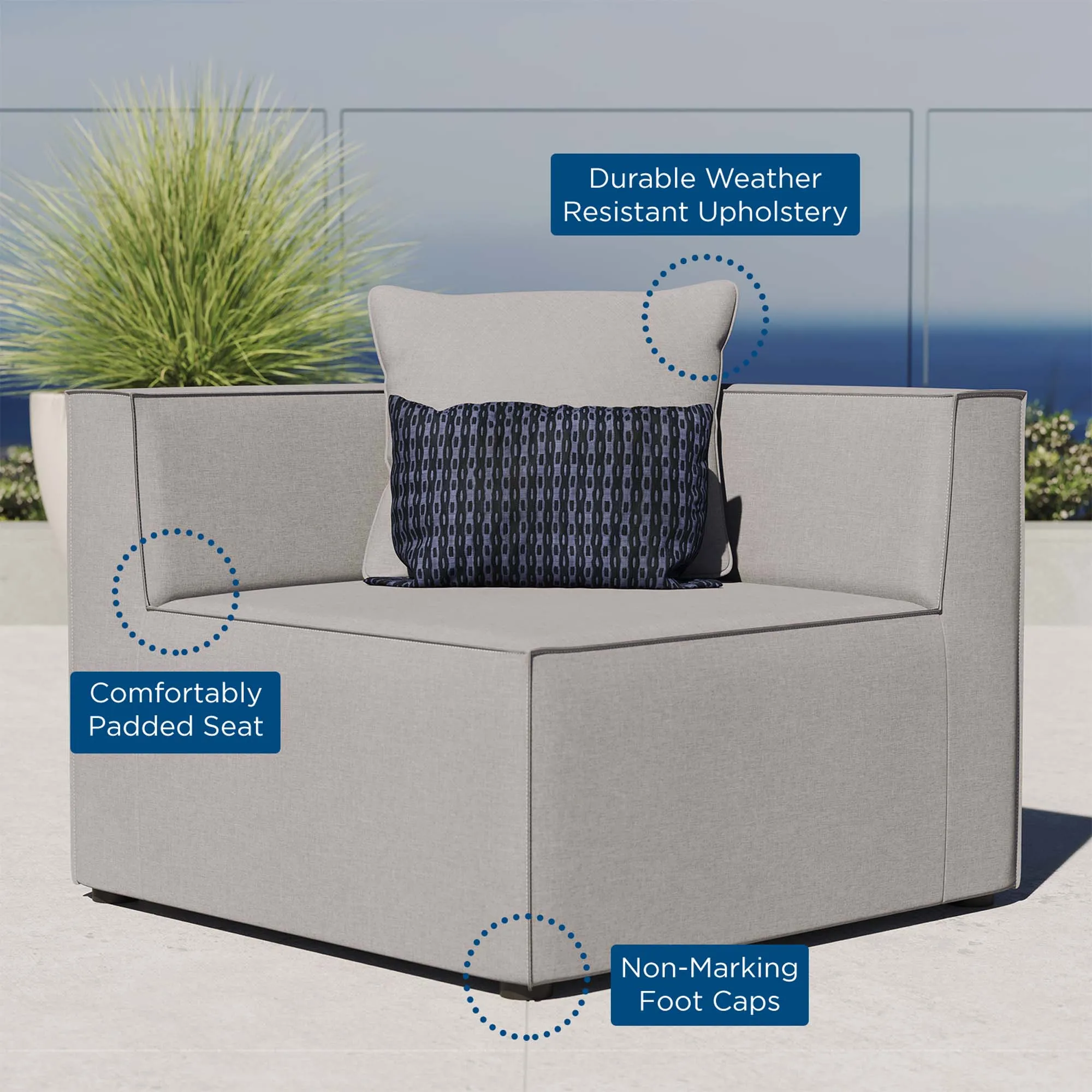 Saybrook Outdoor Patio Upholstered Sectional Sofa Corner Chair by Modway