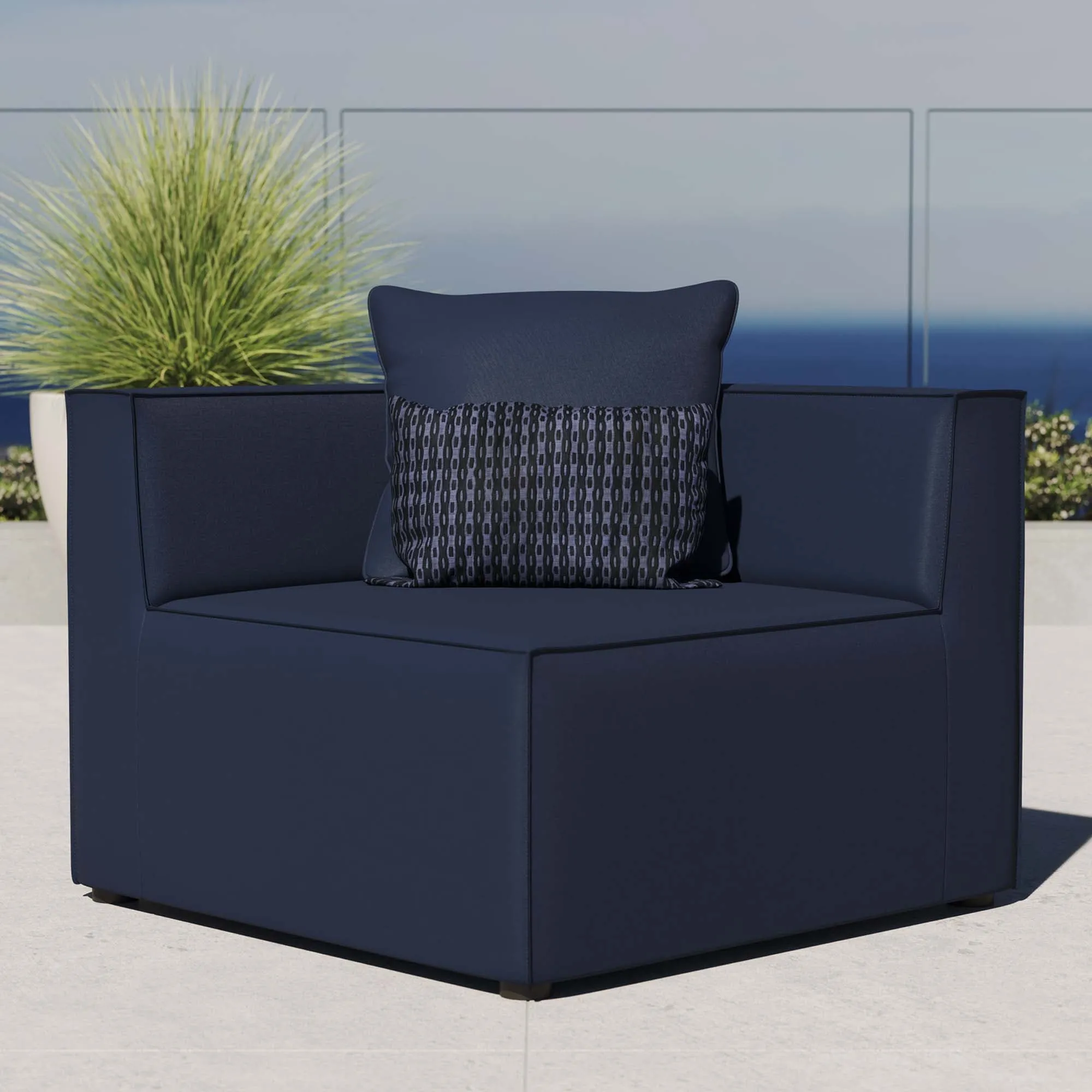 Saybrook Outdoor Patio Upholstered Sectional Sofa Corner Chair by Modway