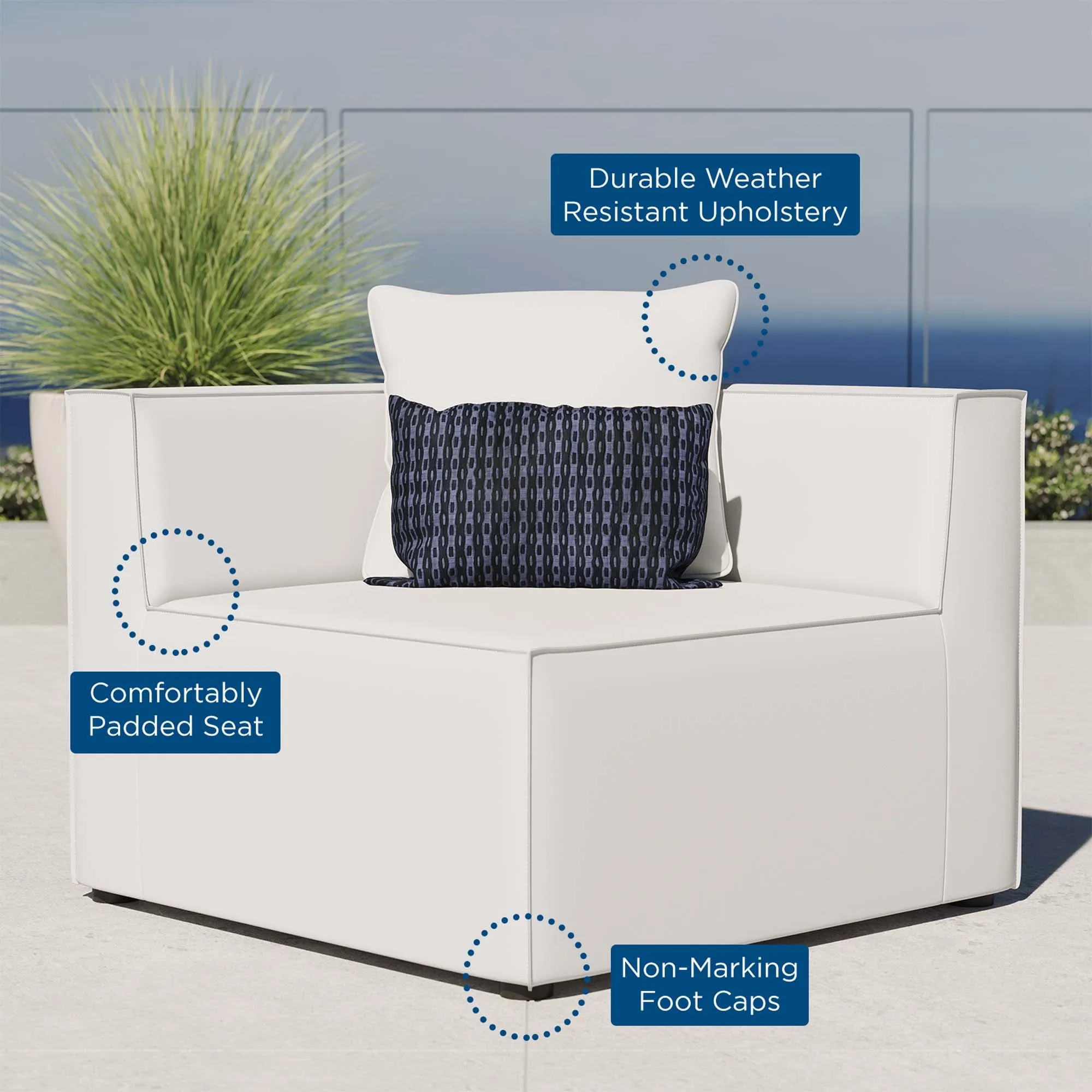 Saybrook Outdoor Patio Upholstered Sectional Sofa Corner Chair by Modway