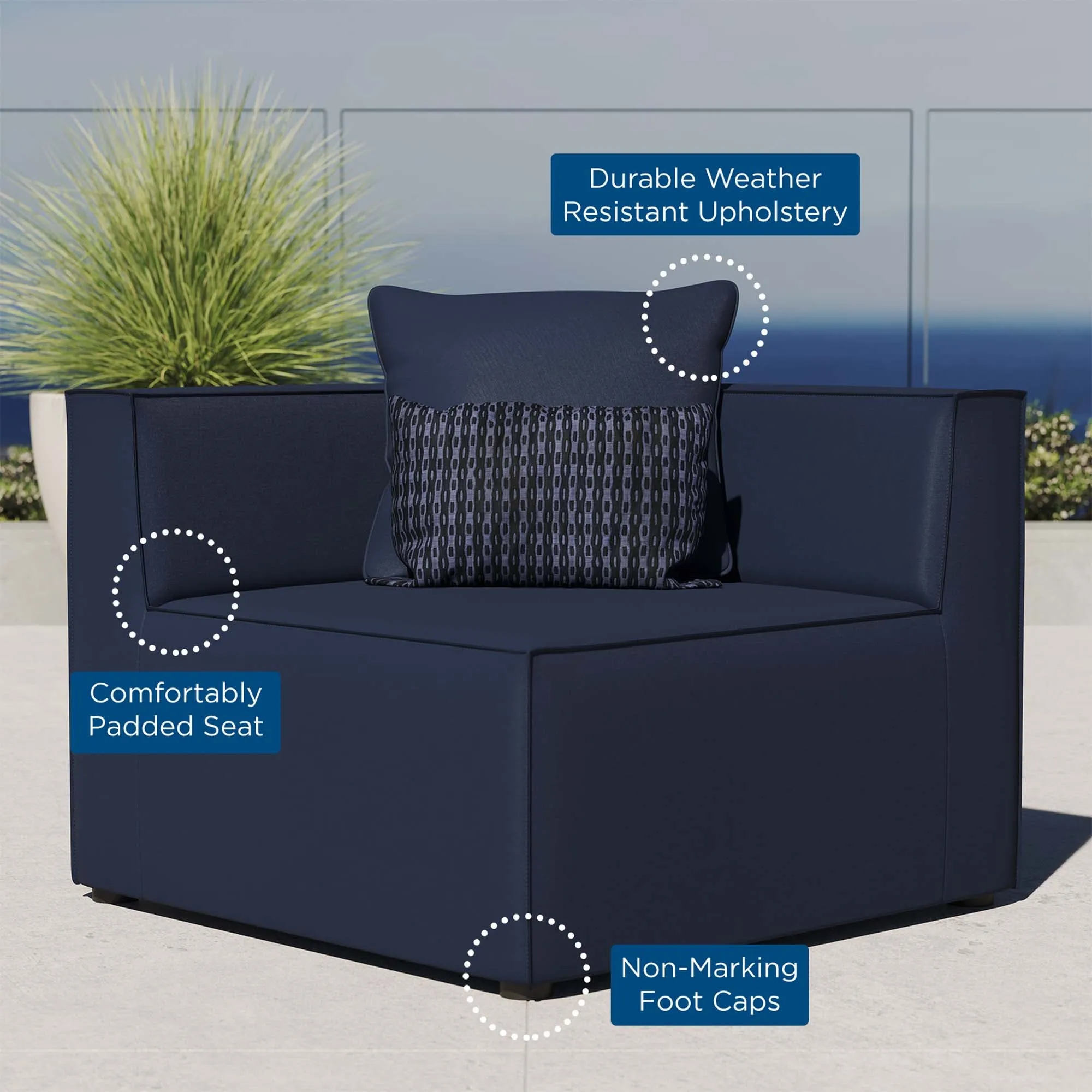 Saybrook Outdoor Patio Upholstered Sectional Sofa Corner Chair by Modway