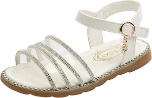 sfdgfhyf Boys Comfortable Foot Warmer Fashion Spring Summer Children Sandals Girls Flat Open Toe Buckle (White, 9.5 Toddler)
