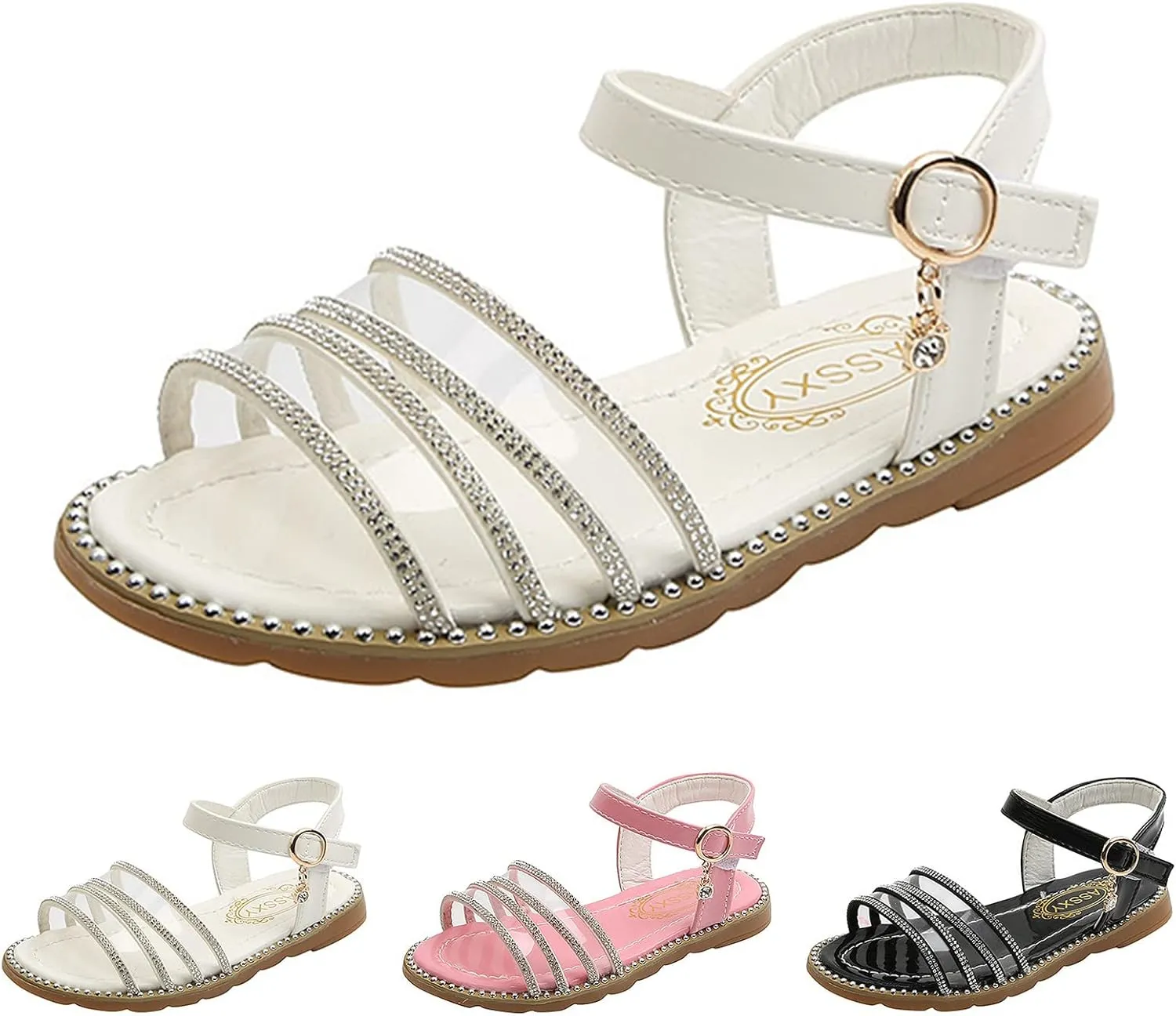 sfdgfhyf Boys Comfortable Foot Warmer Fashion Spring Summer Children Sandals Girls Flat Open Toe Buckle (White, 9.5 Toddler)