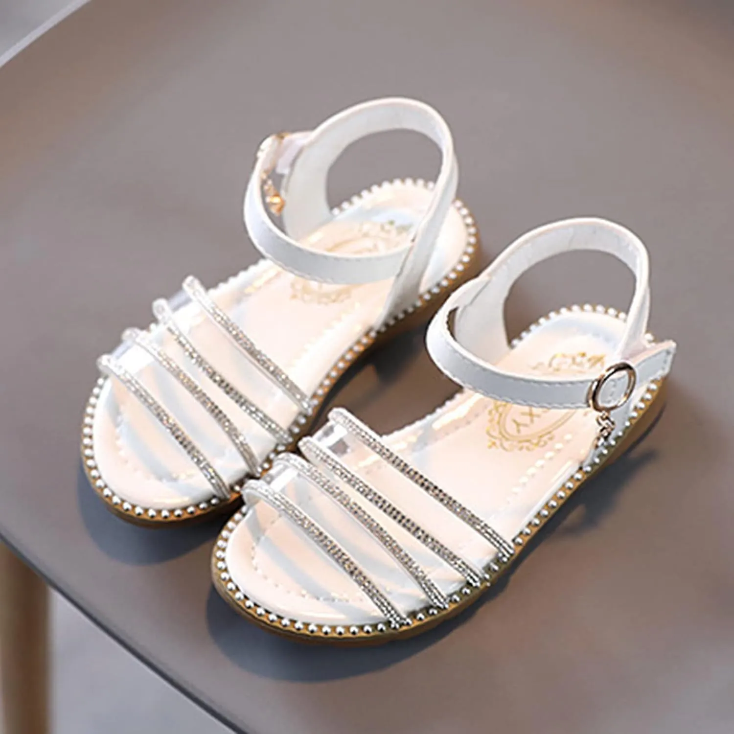 sfdgfhyf Boys Comfortable Foot Warmer Fashion Spring Summer Children Sandals Girls Flat Open Toe Buckle (White, 9.5 Toddler)