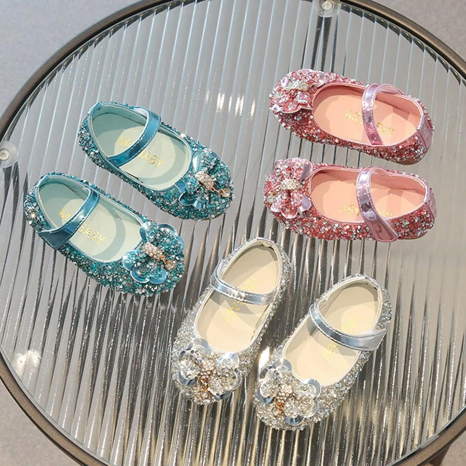 sfdgfhyf Children Home Foot Warmer Children Shoes Fashion Band Diamond Flat Bottom Princess Shoes Fashion Bow Princess