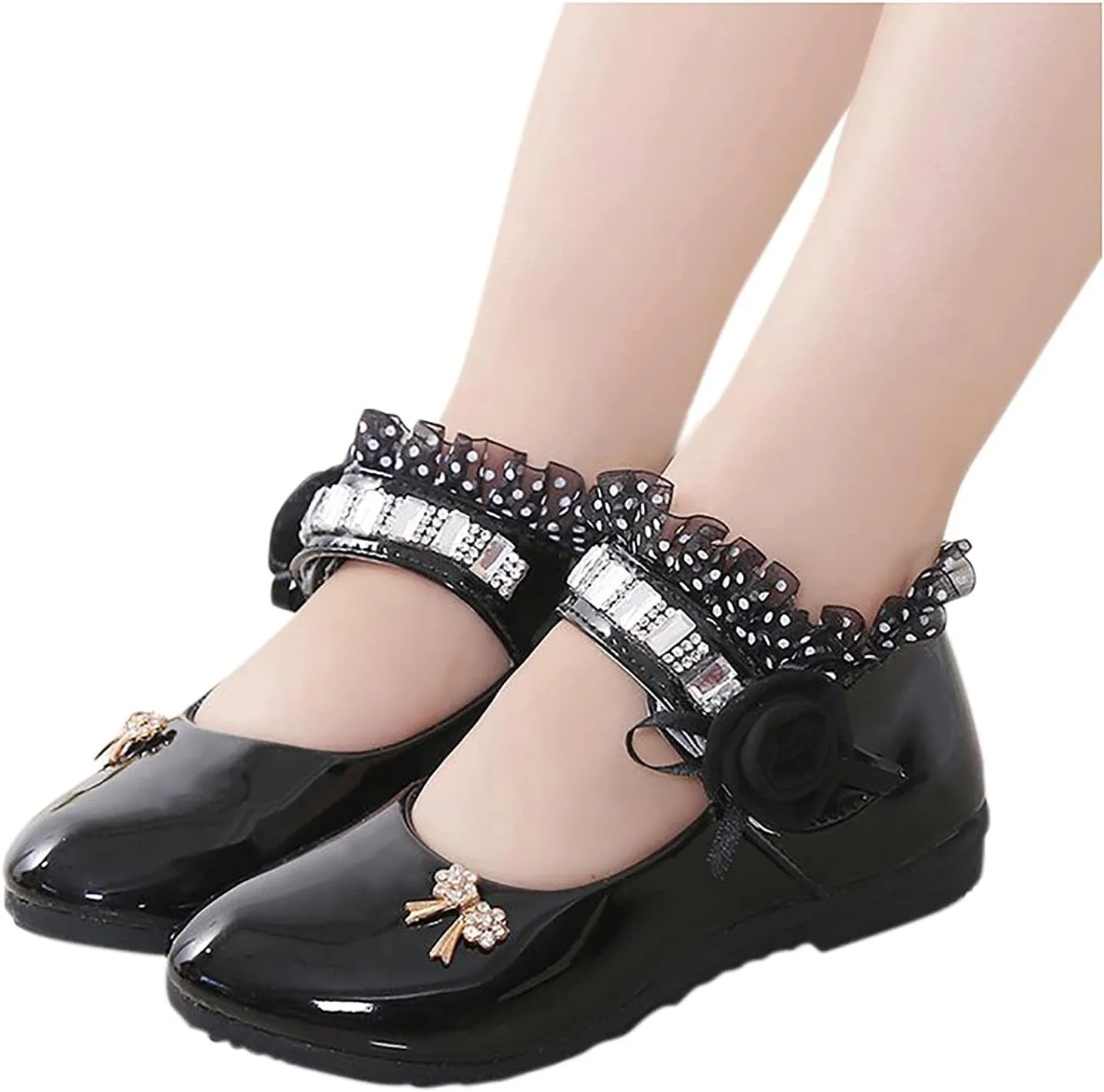 Shoes for Girls Comfortable PU Flats School Shoes for Girls Mary Jane Girls Flats Cute Girls Dress Shoes Princess Shoes