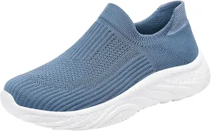 Shoes for Women - Breathable Woven Slip-Ons with - Foam Sneakers - Size 36 (Navy)