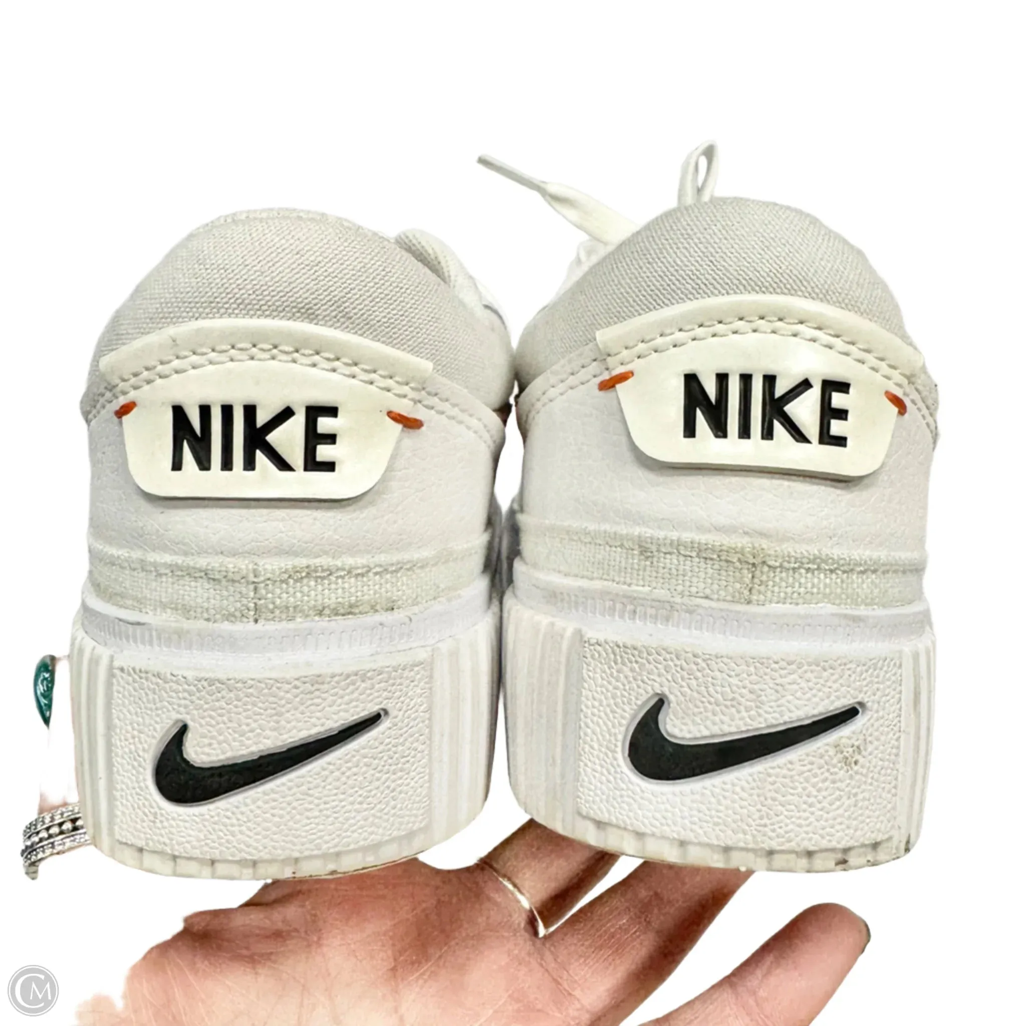 Shoes Sneakers By Nike In Orange & White, Size: 6.5