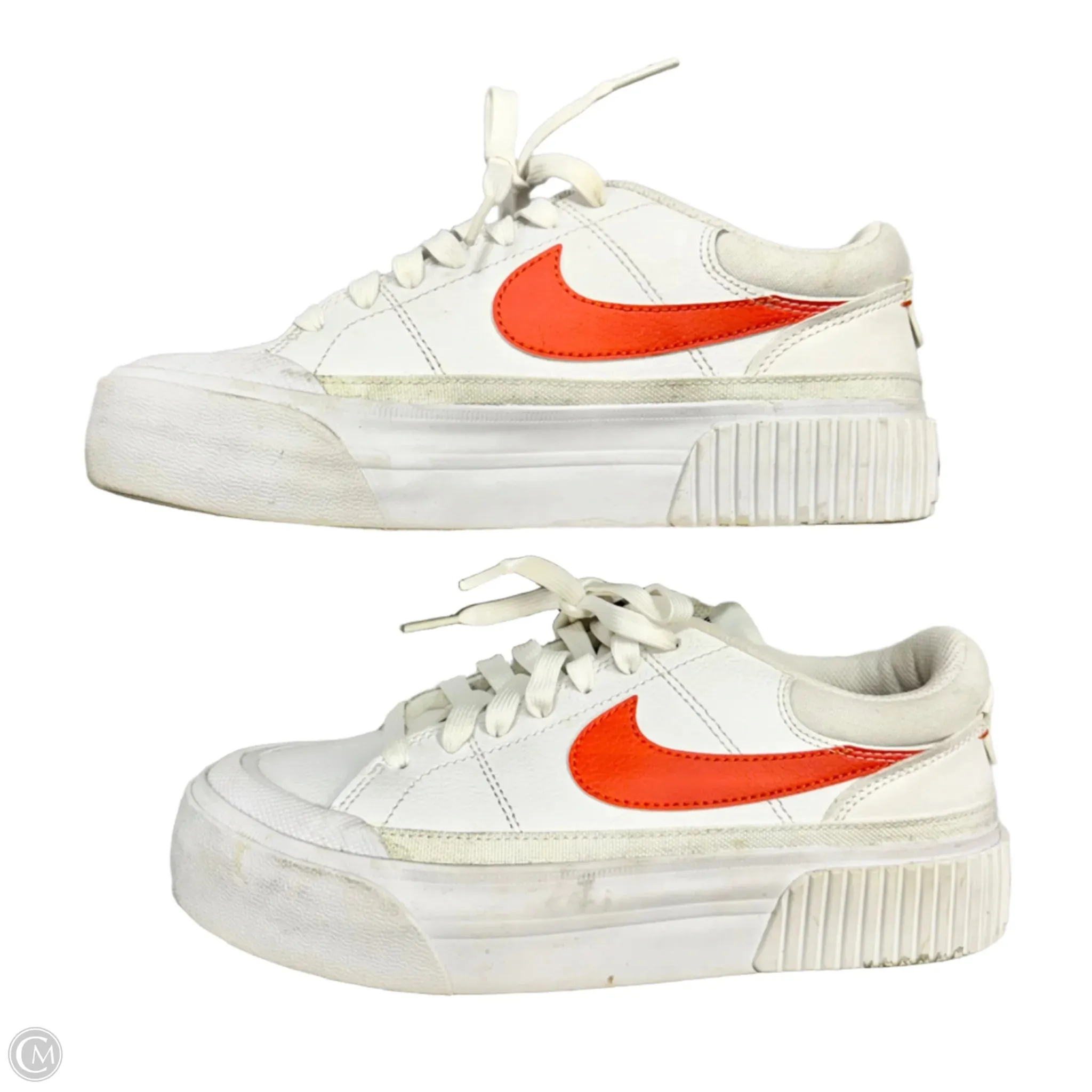 Shoes Sneakers By Nike In Orange & White, Size: 6.5