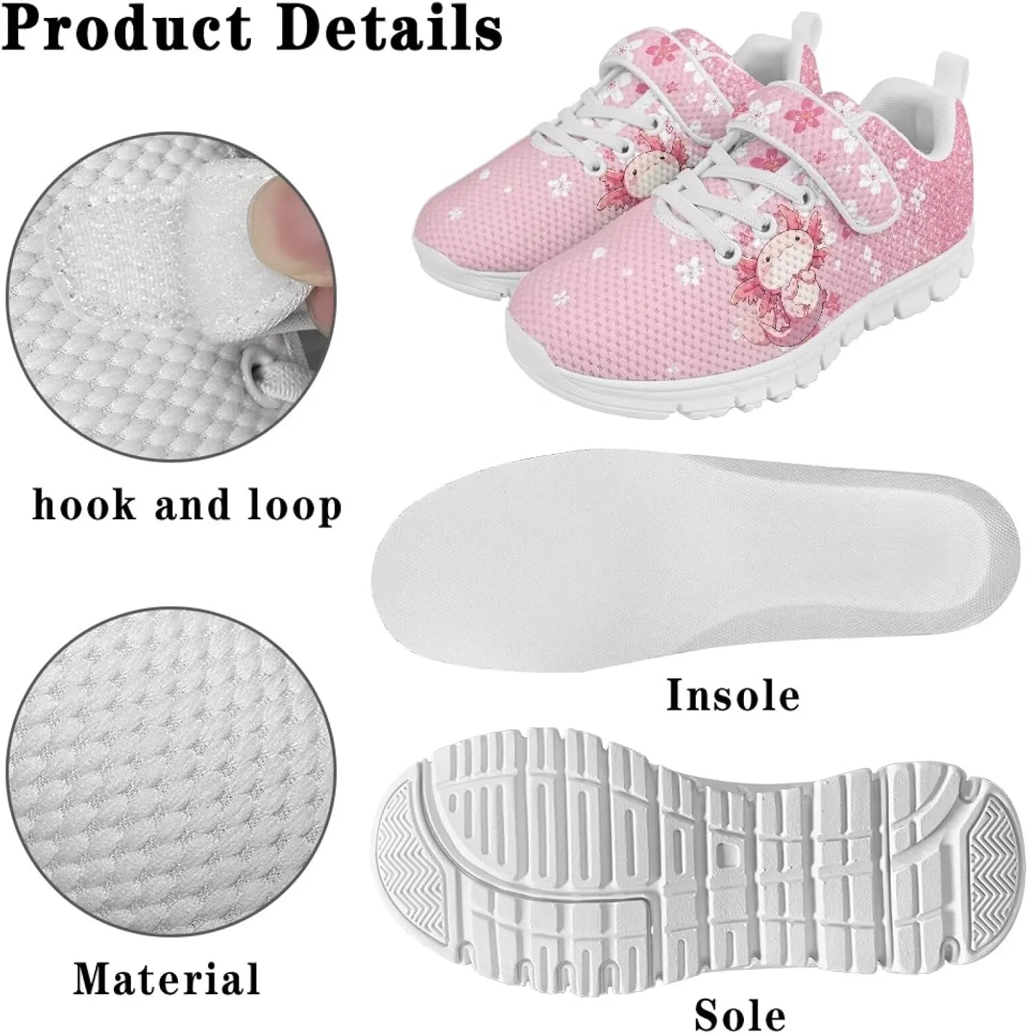 Showudesigns Running Shoes for Girls Boys Athletic Tennis Shoes Slip On School Sneakers