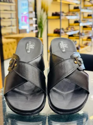 SINGLE-MONK BLACK SLIPPERS
