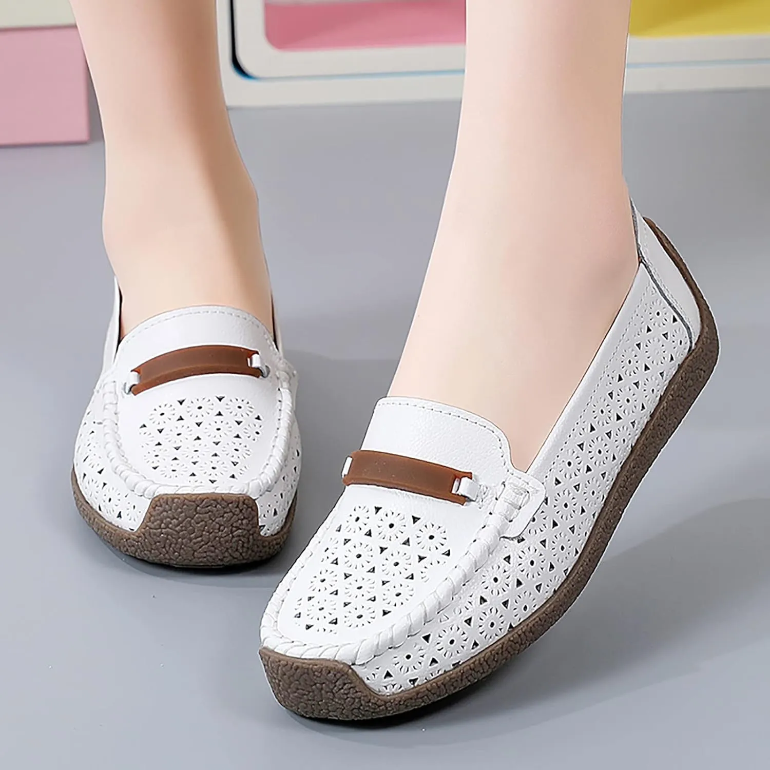 Slip On Women Comfort Walking Hollow Out Flat Loafers Casual Shoes Driving Loafers Walking Shoes Mens Casual Boot