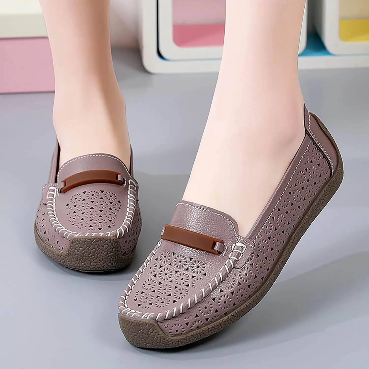 Slip On Women Comfort Walking Hollow Out Flat Loafers Casual Shoes Driving Loafers Walking Shoes Mens Casual Boot